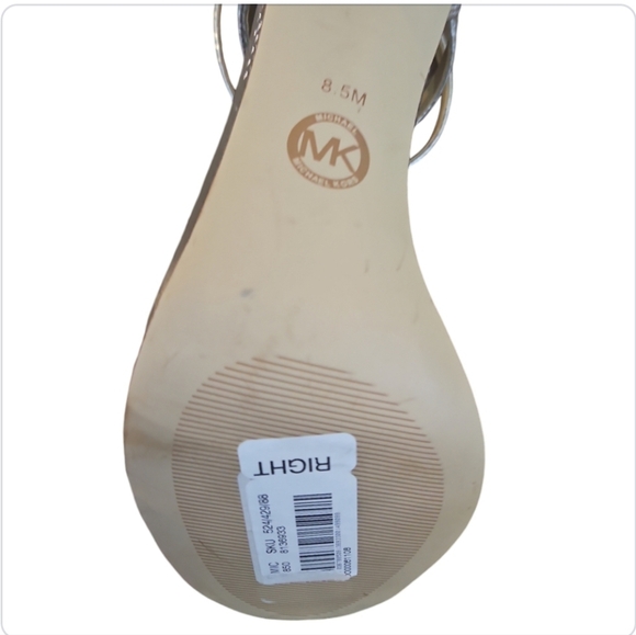 Michael Kors Silver Leather Sandals Snake Embossed NWT 8.5 - Picture 11 of 13
